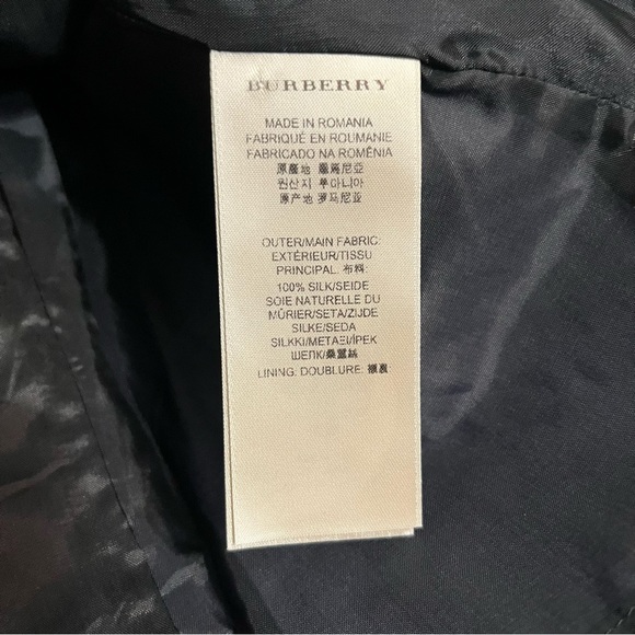 Burberry Brit Petrol Blue Checkered Sheer Silk Blouse Size XS - Picture 6 of 9